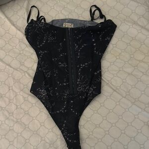 Black Sparkly Bodysuit with Adjustable Straps